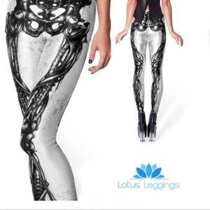 NWT Lotus Leggings White & Black Skeleton Leggings - Size Small